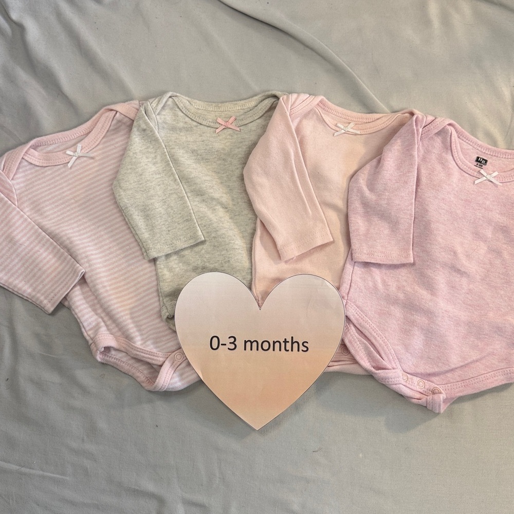 Hudson Baby - 0-3M - Set of Baby Bodysuits in Pink and Grey